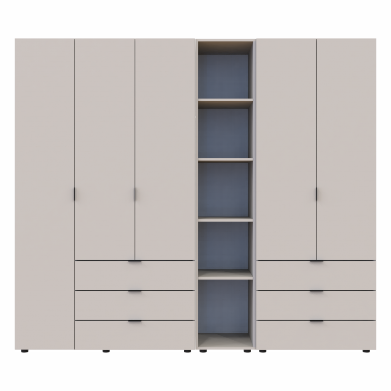 Распашная шкаф для одежды Гелар с Этажеркой Кашемир 2+3 ДСП 231.9х49.5х203.4 (80737650)