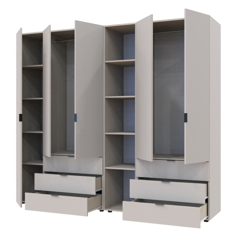 Распашная шкаф для одежды Гелар с Этажеркой Кашемир 2+3 ДСП 231.9х49.5х203.4 (80737650)