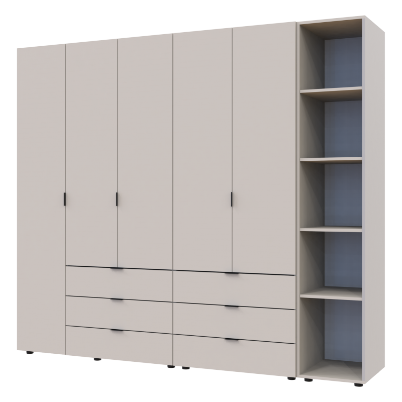 Распашная шкаф для одежды Гелар с Этажеркой Кашемир 2+3 ДСП 231.9х49.5х203.4 (80737650)