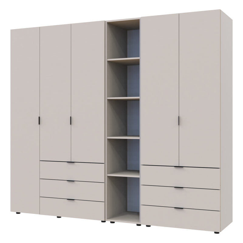 Распашная шкаф для одежды Гелар с Этажеркой Кашемир 2+3 ДСП 231.9х49.5х203.4 (80737650)