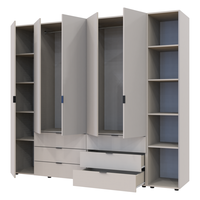 Распашная шкаф для одежды Гелар с Этажеркой Кашемир 2+3 ДСП 231.9х49.5х203.4 (80737650)