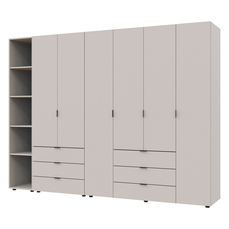 Распашная шкаф для одежды Гелар с Этажеркой Кашемир 2+4 ДСП 270.7х49.5х203.4 (80737651)