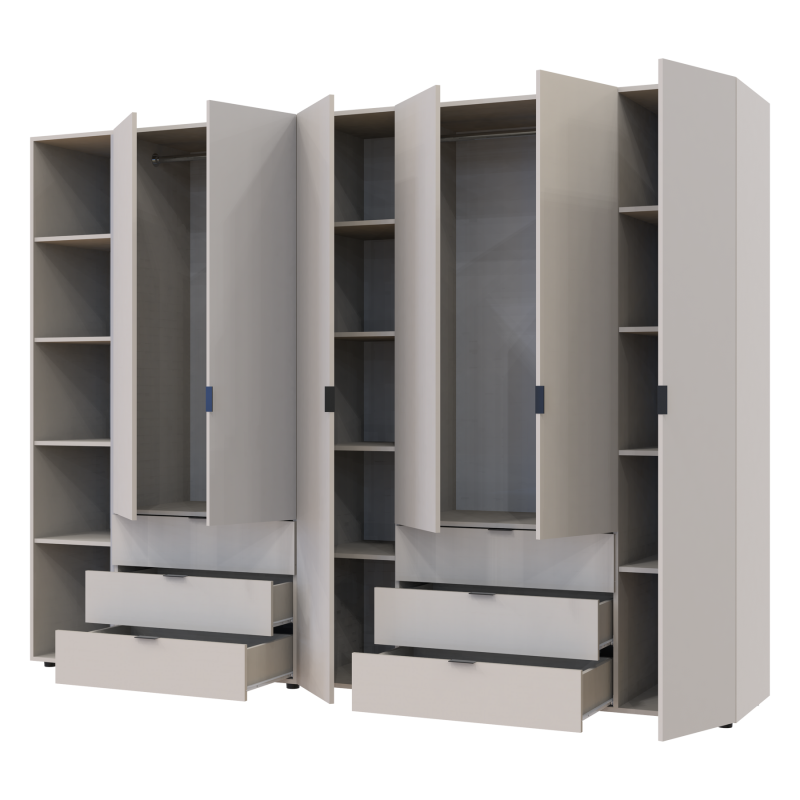 Распашная шкаф для одежды Гелар с Этажеркой Кашемир 2+4 ДСП 270.7х49.5х203.4 (80737651)