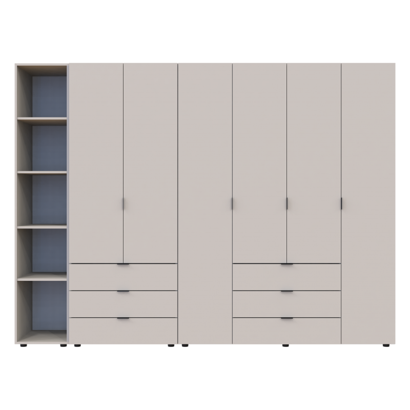 Распашная шкаф для одежды Гелар с Этажеркой Кашемир 2+4 ДСП 270.7х49.5х203.4 (80737651)