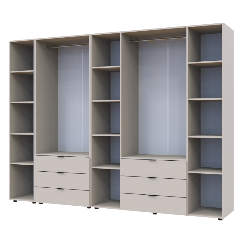 Распашная шкаф для одежды Гелар с Этажеркой Кашемир 2+4 ДСП 270.7х49.5х203.4 (80737651)