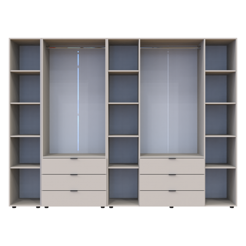 Распашная шкаф для одежды Гелар с Этажеркой Кашемир 2+4 ДСП 270.7х49.5х203.4 (80737651)