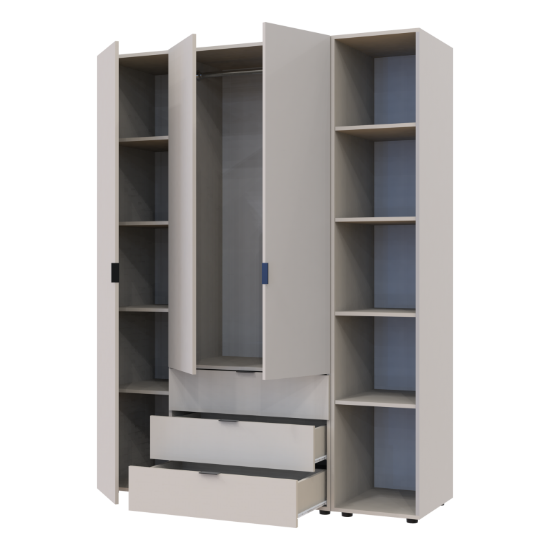 Распашная шкаф для одежды Гелар с Этажеркой Кашемир 3 ДСП 154.4х49.5х203.4 (80737645)