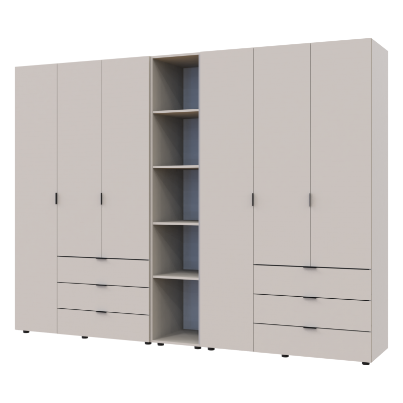 Распашной шкаф для одежды Гелар с Этажеркой Кашемир 3+3 ДСП 270.6х49.5х203.4 (80737652)