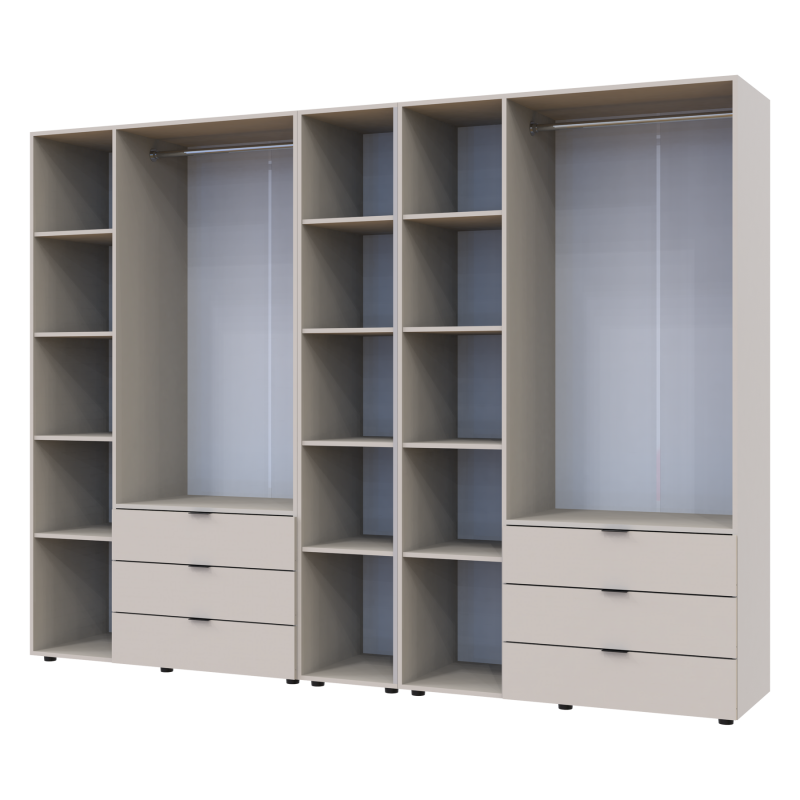 Распашной шкаф для одежды Гелар с Этажеркой Кашемир 3+3 ДСП 270.6х49.5х203.4 (80737652)