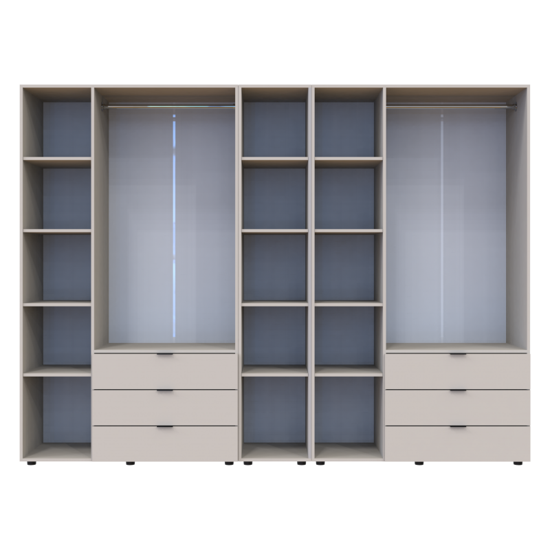 Распашной шкаф для одежды Гелар с Этажеркой Кашемир 3+3 ДСП 270.6х49.5х203.4 (80737652)