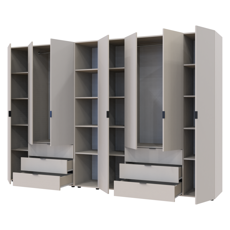 Распашная шкаф для одежды Гелар с Этажеркой Кашемир 3+4 ДСП 309.4х49.5х203.4 (80737653)