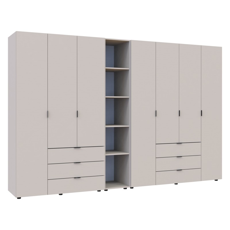 Распашная шкаф для одежды Гелар с Этажеркой Кашемир 3+4 ДСП 309.4х49.5х203.4 (80737653)