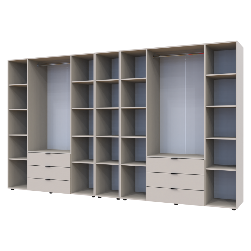 Распашная шкаф для одежды Гелар с Этажеркой Кашемир 4+4 ДСП 348.2х49.5х203.4 (80737654)