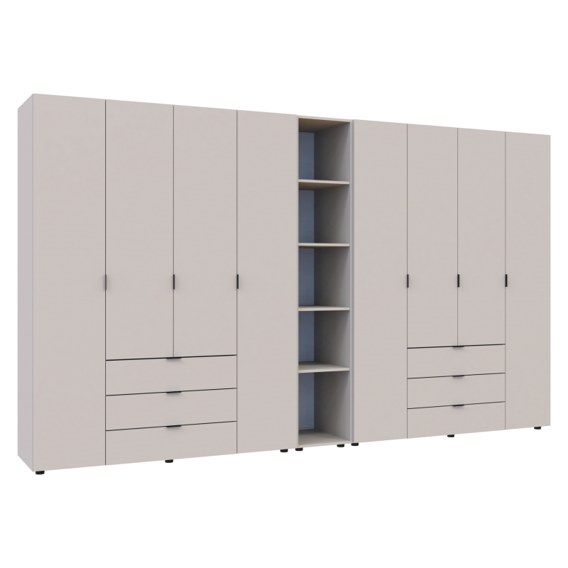 Распашная шкаф для одежды Гелар с Этажеркой Кашемир 4+4 ДСП 348.2х49.5х203.4 (80737654)