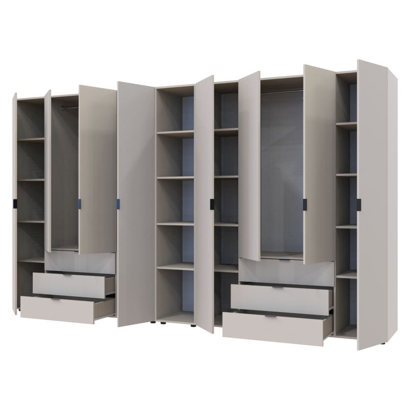 Распашная шкаф для одежды Гелар с Этажеркой Кашемир 4+4 ДСП 348.2х49.5х203.4 (80737654)