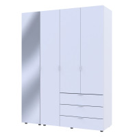 Gelar White Wardrobe, 3-Particle Board/Mirror, 155x49.5x203.4mm (42002157)