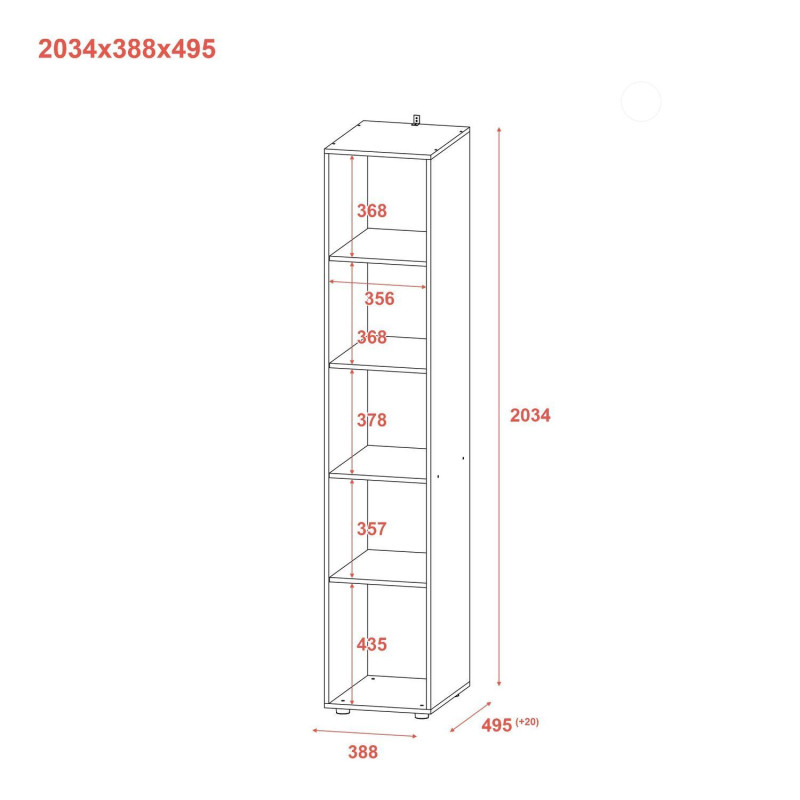 Шкаф для одежды Гелар Графит с Зеркалом 39х49.5х203.4 (44900244)