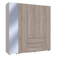 Шкаф для одежды Гелар Дуб сонома 4ДСП/Зеркало 194х49.5х203.4 (42002162)