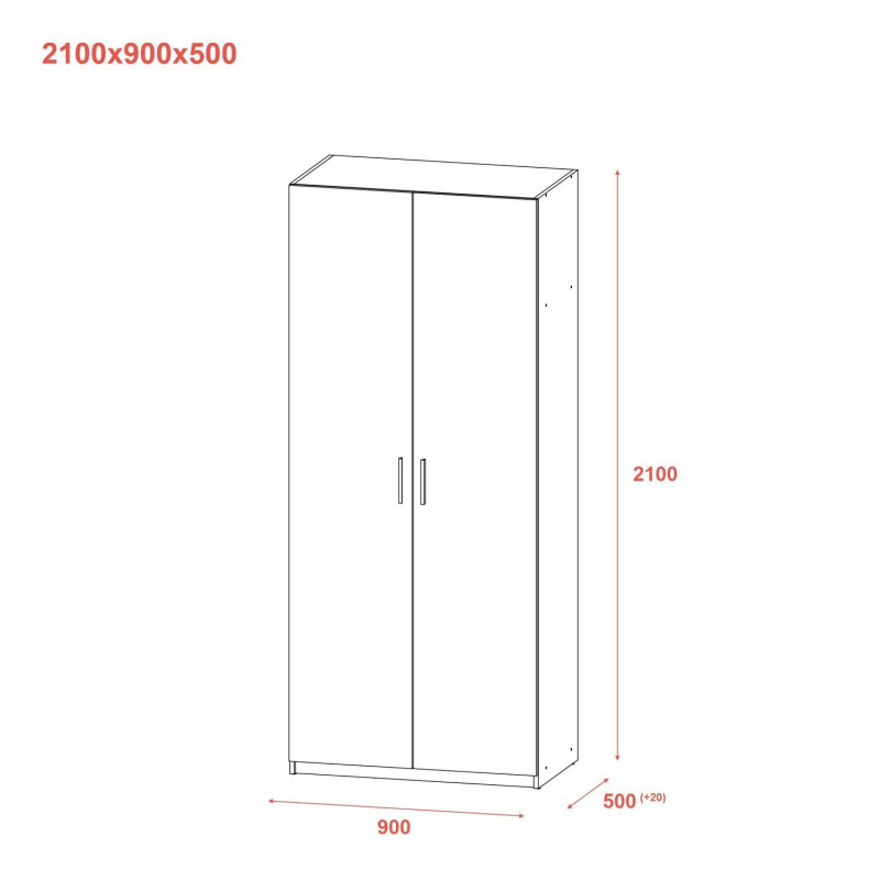 Распашная шкаф для одежды Кен Бетон / Белый 2 ДСП 90х52х210 (80737020)