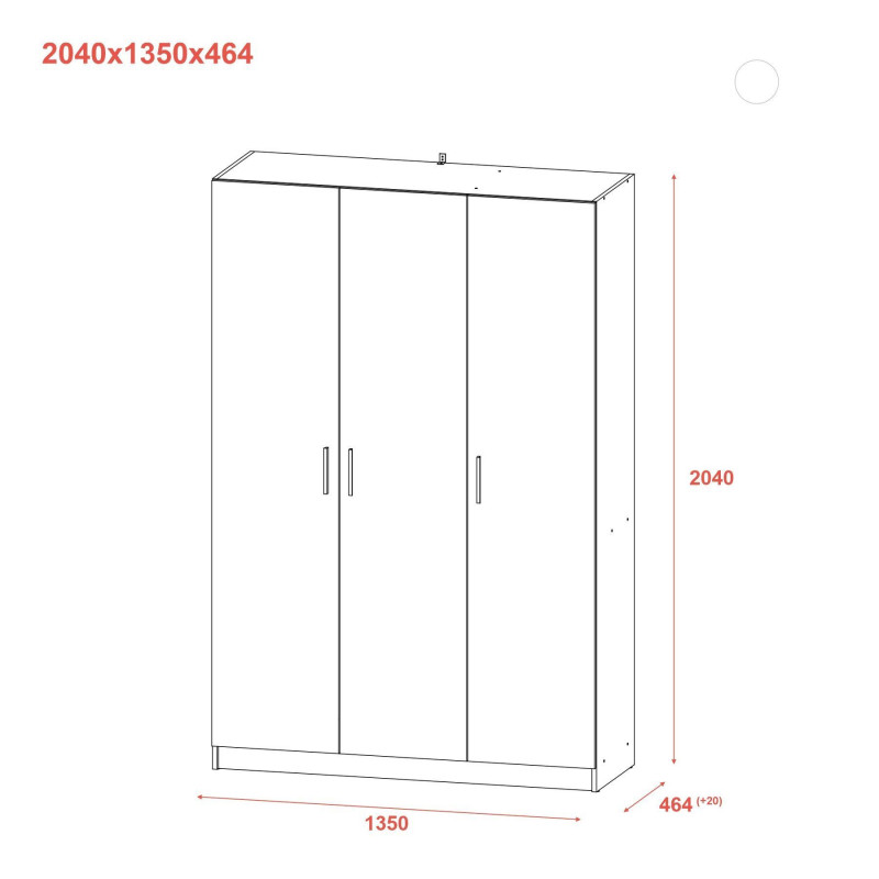 Шкаф для одежды Промо Дуб Cонома 3 ДСП 135х48х204 (80737072)
