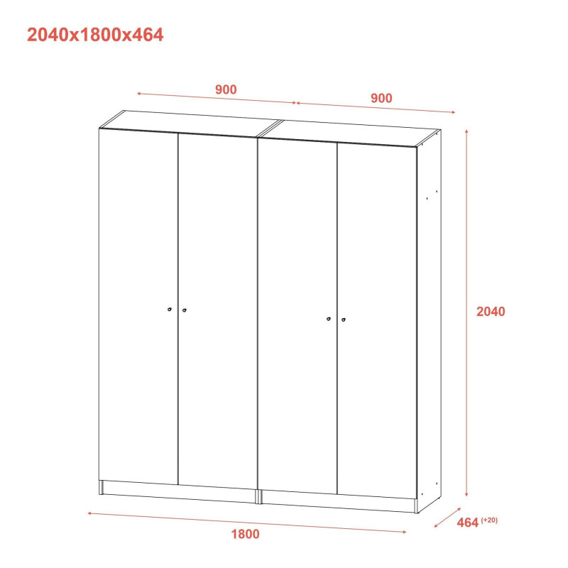 Шкаф для одежды Промо Графит 2+2 ДСП 180х48х204 (42005068)