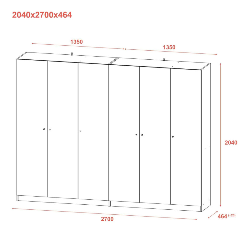 Шкаф для одежды Промо Графит 3+3 ДСП 270х48х204 (42005070)
