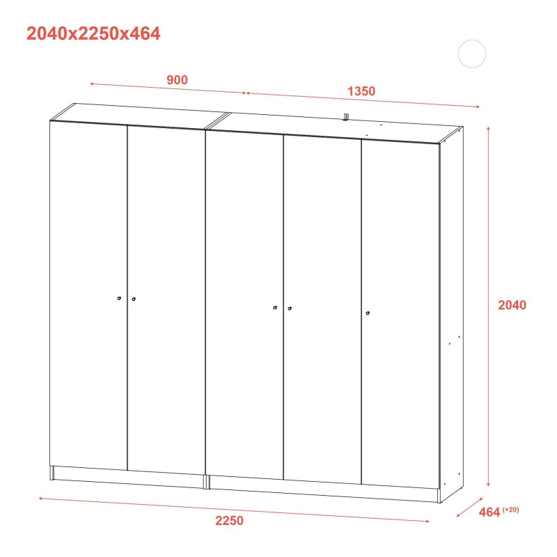 Шкаф для одежды Промо Кашемир 2+3 ДСП 225х48х204 (80737673)