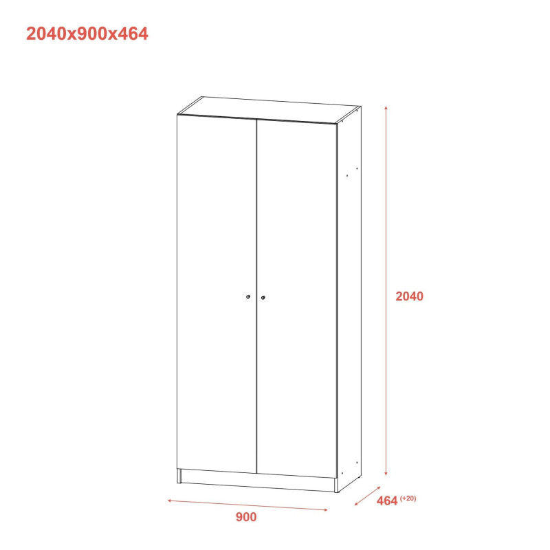 Шкаф для одежды Промо Графит 2 ДСП 90х48х204 (44900232)
