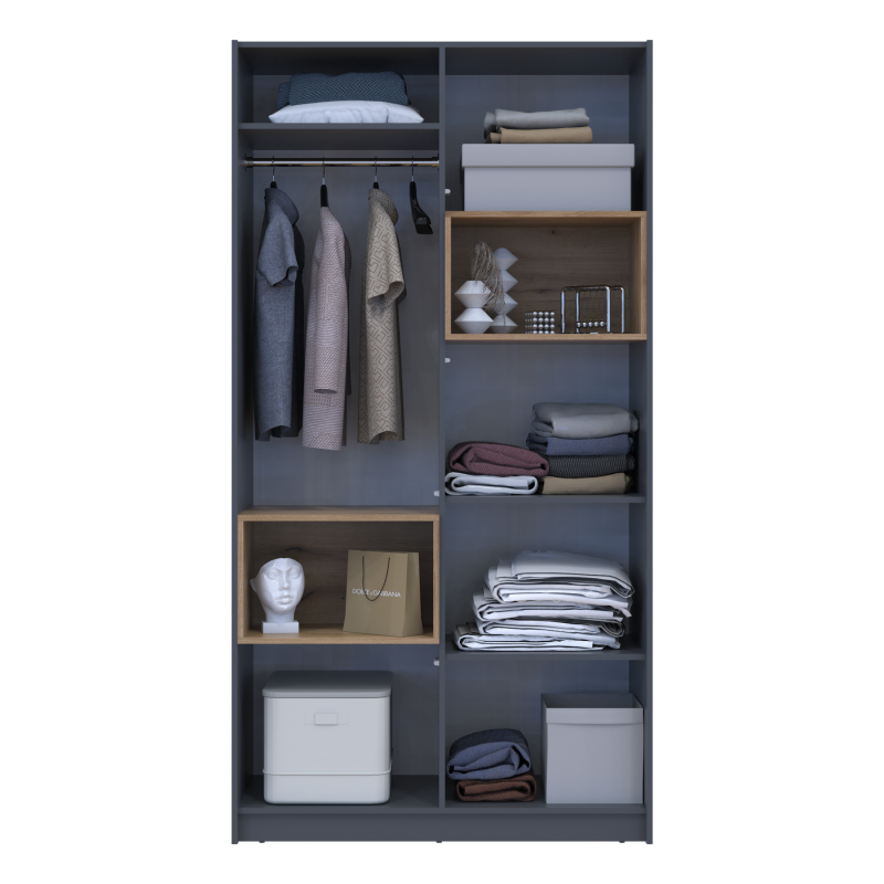 Шкаф для одежды с нишей Дэйл Графит/Дуб Эвок 2 ДСП 115.2х52х220 (80737722)