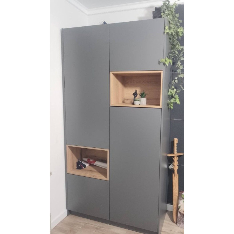 Шкаф для одежды с нишей Дэйл Графит/Дуб Эвок 2 ДСП 115.2х52х220 (80737722)