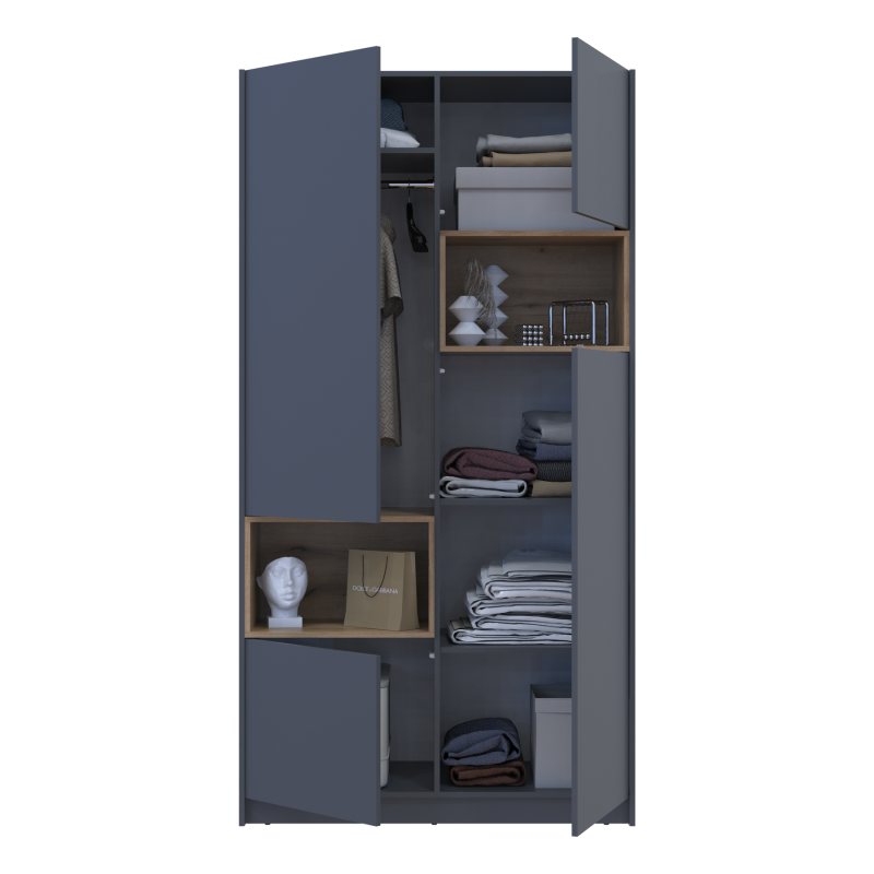 Шкаф для одежды с нишей Дэйл Графит/Дуб Эвок 2 ДСП 115.2х52х220 (80737722)