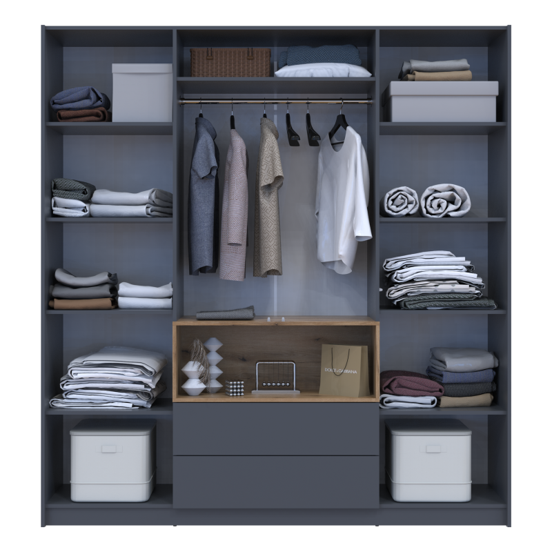 Шкаф для одежды с нишей Дэйл Графит/Дуб Эвок 4 ДСП 206х52х220 (80737724)