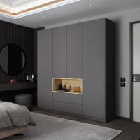 Шафа для одягу з нішою Дейл Графіт/Дуб Евок 4 ДСП 206х52х220 (80737724)