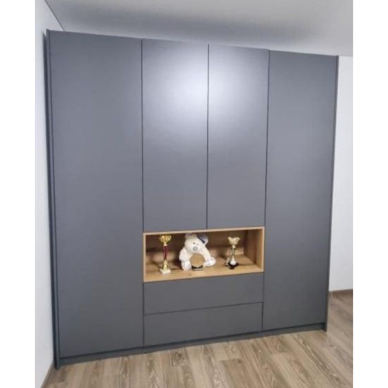 Шкаф для одежды с нишей Дэйл Графит/Дуб Эвок 4 ДСП 206х52х220 (80737724)