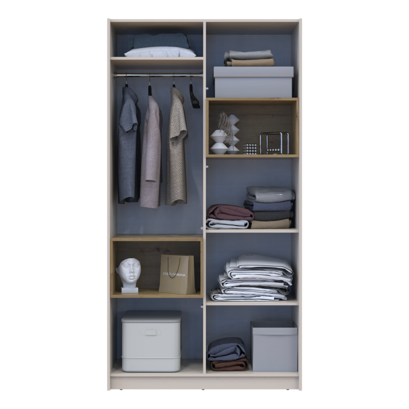 Шкаф для одежды с нишей Дейл Кашемир/Дуб Артизан 2 ДСП 115.2х52х220 (80737725)