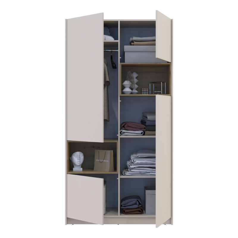 Шкаф для одежды с нишей Дейл Кашемир/Дуб Артизан 2 ДСП 115.2х52х220 (80737725)