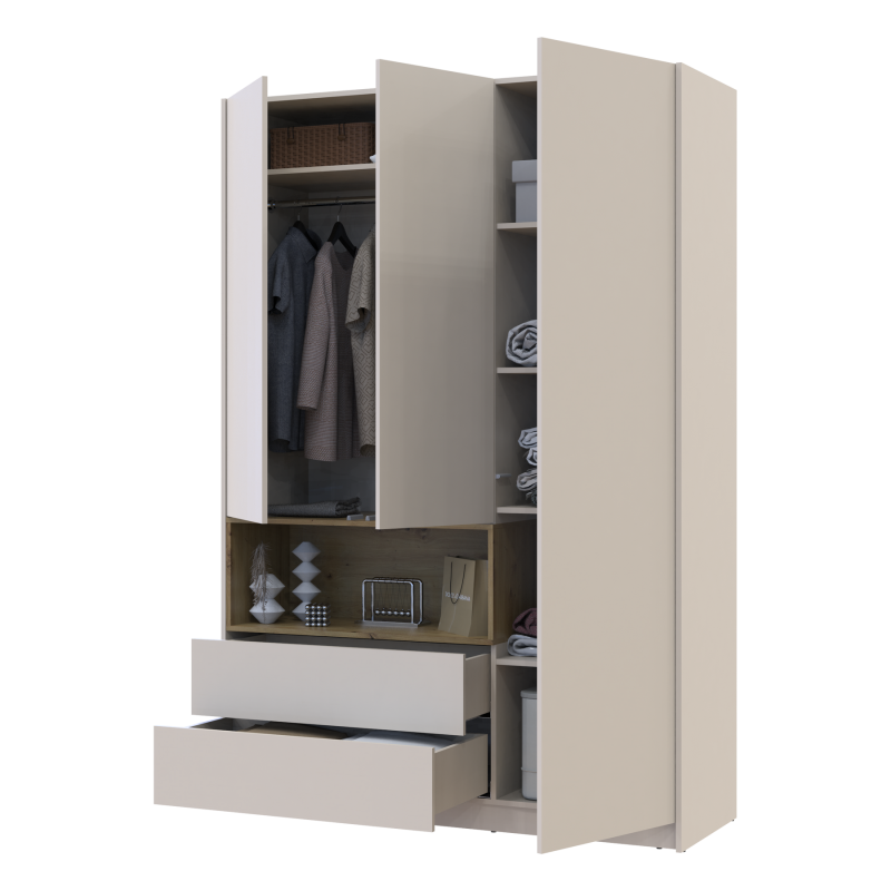 Шкаф для одежды с нишей Дэйл Кашемир/Дуб Артизан 3 ДСП 150х52х220 (80737726)