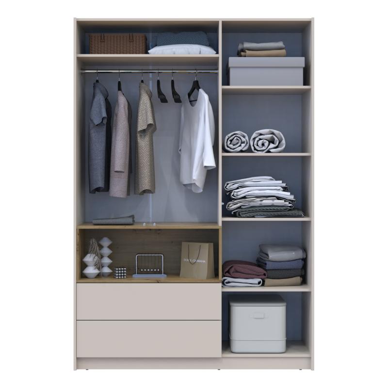 Шкаф для одежды с нишей Дэйл Кашемир/Дуб Артизан 3 ДСП 150х52х220 (80737726)