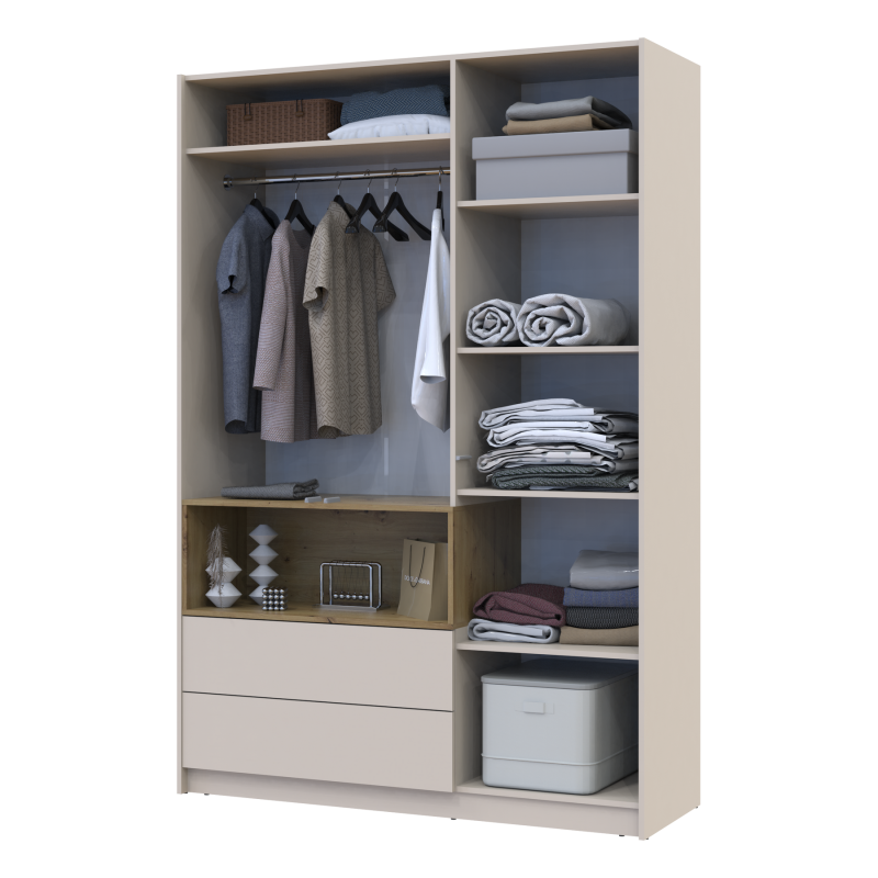 Шкаф для одежды с нишей Дэйл Кашемир/Дуб Артизан 3 ДСП 150х52х220 (80737726)