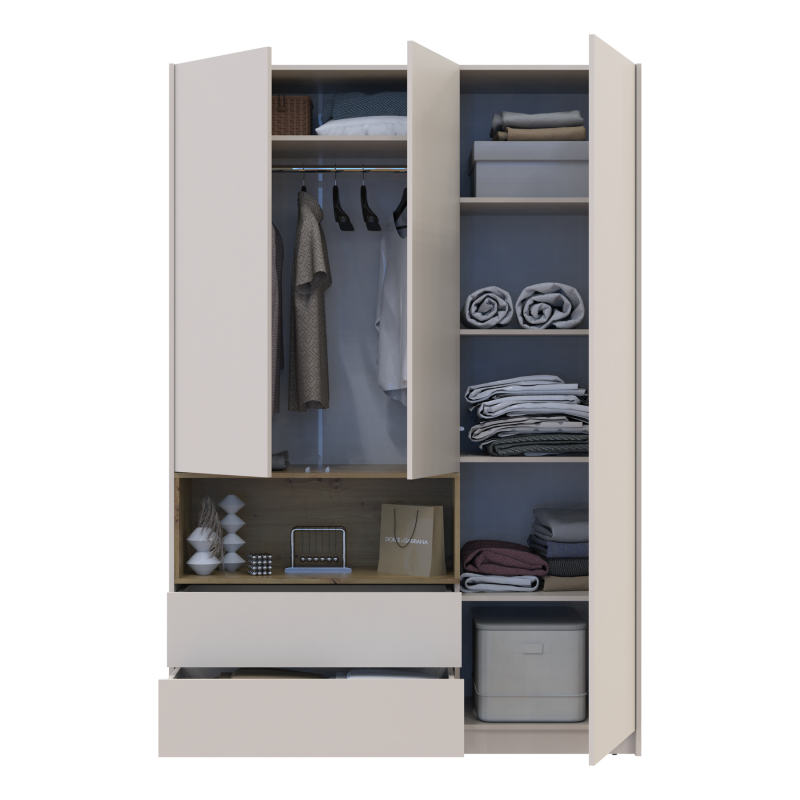 Шкаф для одежды с нишей Дэйл Кашемир/Дуб Артизан 3 ДСП 150х52х220 (80737726)