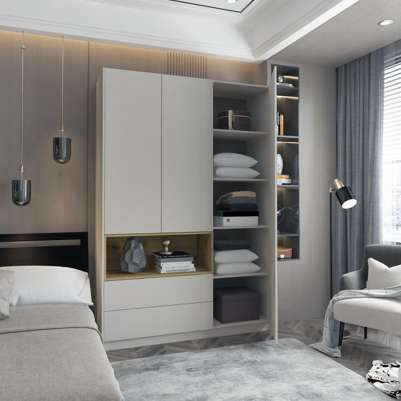 Шкаф для одежды с нишей Дэйл Кашемир/Дуб Артизан 3 ДСП 150х52х220 (80737726)