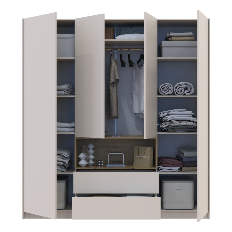 Шкаф для одежды с нишей Дейл Кашемир/Дуб Артизан 4 ДСП 206х52х220 (80737727)