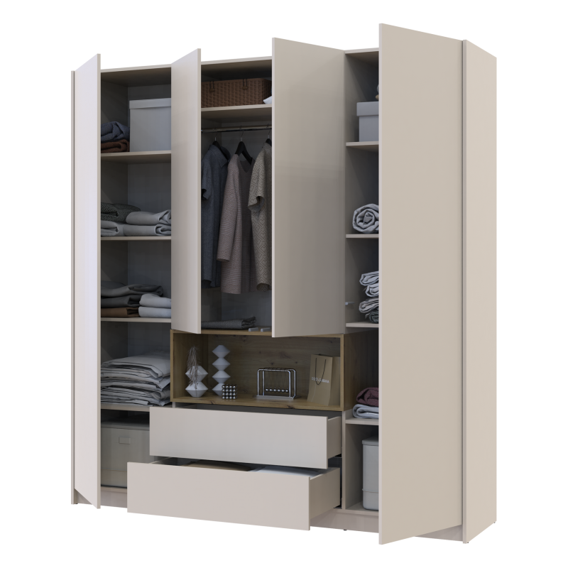 Шкаф для одежды с нишей Дейл Кашемир/Дуб Артизан 4 ДСП 206х52х220 (80737727)