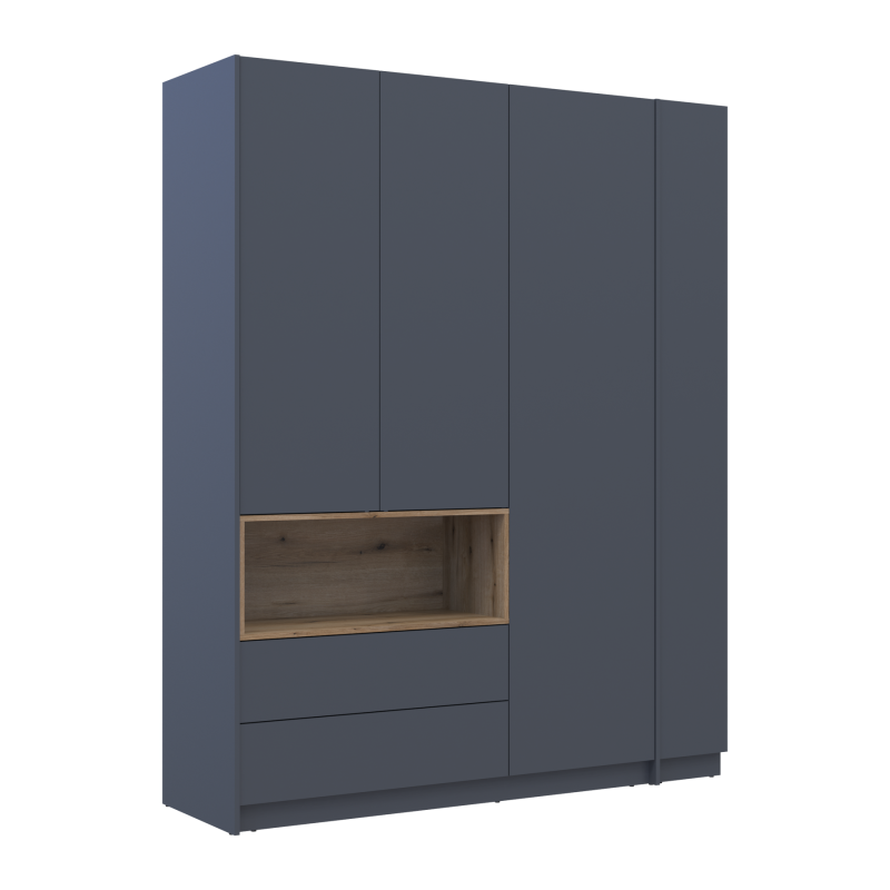 Шкаф для одежды с нишей и этажеркой Дейл Графит/Дуб Эвок 3 ДСП 178х52х220 (44900337)