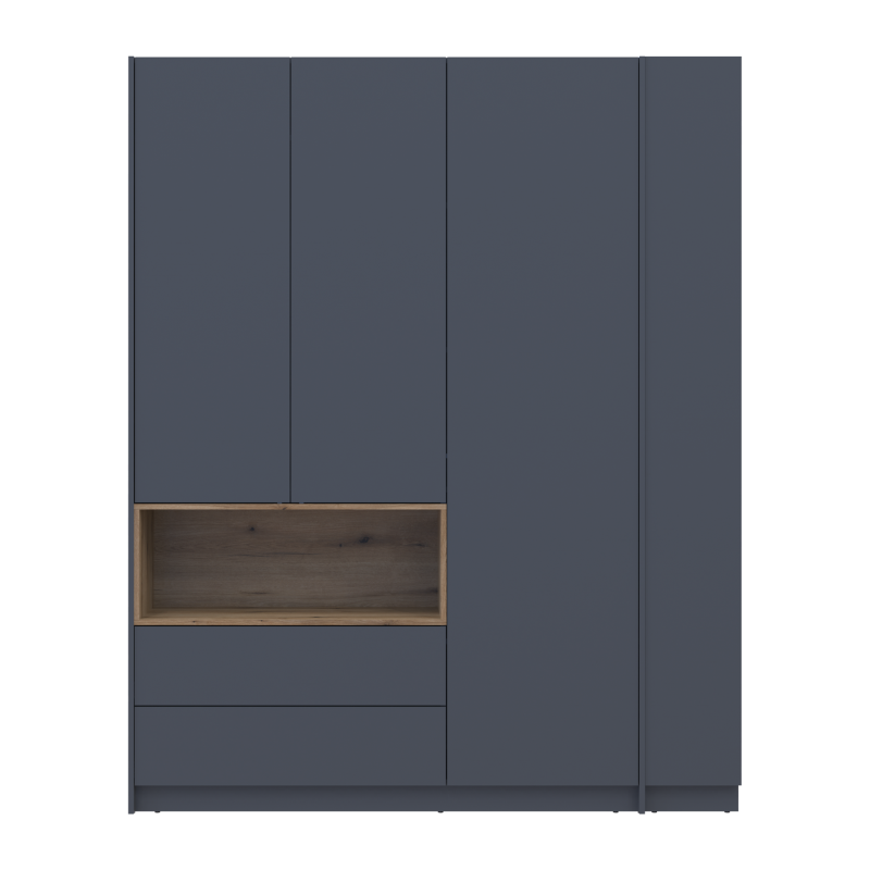 Шкаф для одежды с нишей и этажеркой Дейл Графит/Дуб Эвок 3 ДСП 178х52х220 (44900337)