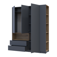 Шкаф для одежды с нишей и этажеркой Дэйл Графит/Дуб Эвок 3 ДСП 178х52х220 (44900337)