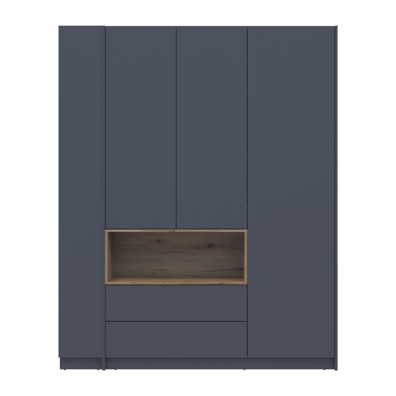 Шкаф для одежды с нишей и этажеркой Дейл Графит/Дуб Эвок 3 ДСП 178х52х220 (44900337)