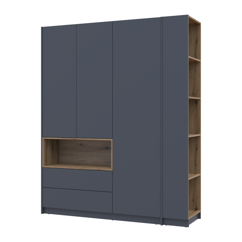 Шкаф для одежды с нишей и этажеркой Дейл Графит/Дуб Эвок 3 ДСП 178х52х220 (44900337)