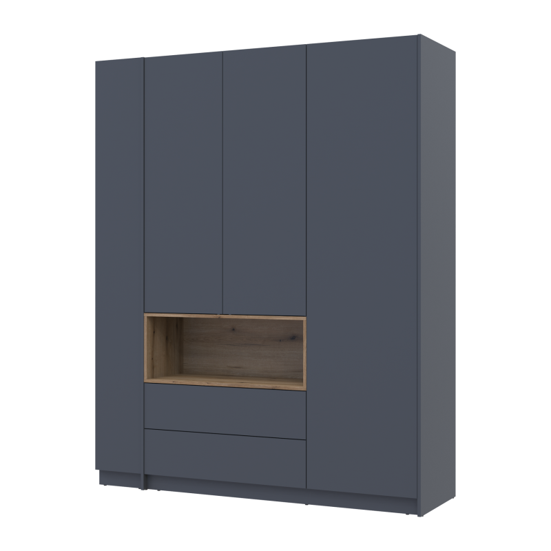 Шкаф для одежды с нишей и этажеркой Дейл Графит/Дуб Эвок 3 ДСП 178х52х220 (44900337)