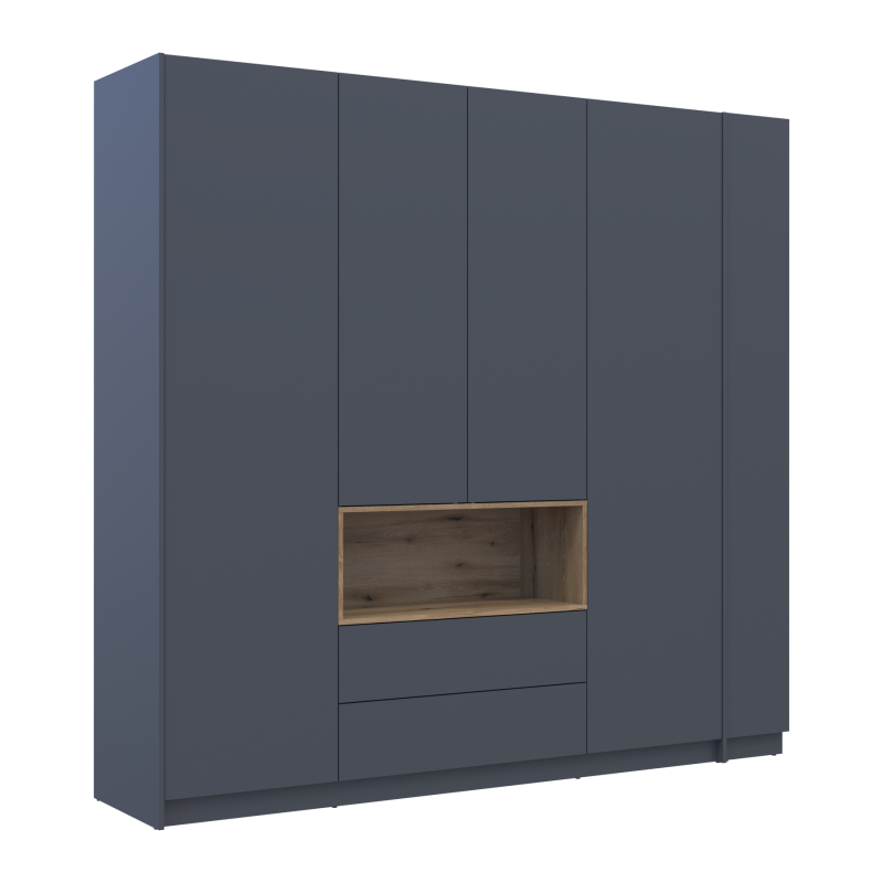 Шкаф для одежды с нишей и этажеркой Дейл Графит/Дуб Эвок 4 ДСП 234х52х220 (44900339)